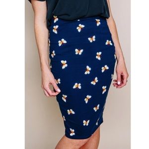 NWT Amelia James Butterfly Pencil Skirt XS